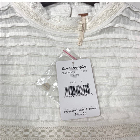 NWT Free People Le Femme Top Ruffle Lace Pleat Tee - Picture 8 of 9